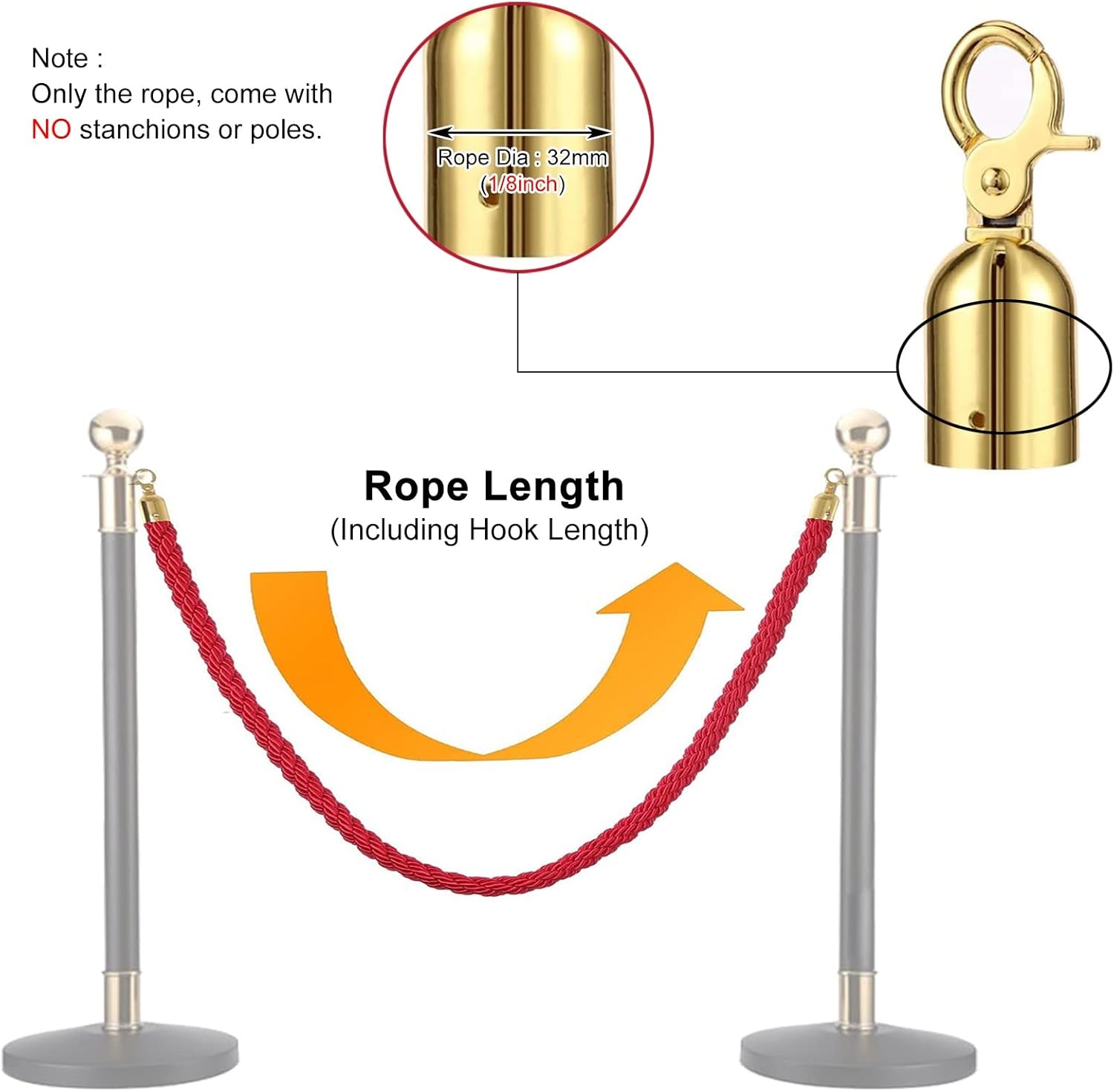 ナイロン支柱編組ロープ テーマパーティーの入り口サイン用 太い1/8インチのロビーキューバリア 群衆の仕切り用の織りツイストコード