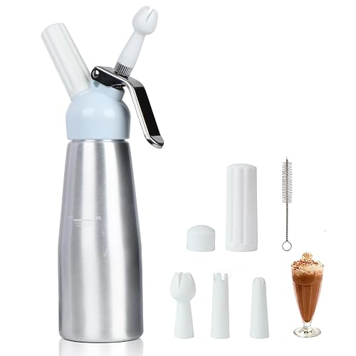 Professional Whipped Cream Dispenser, 500ml Whipped Cream Canister,Sturdy Aluminum Whipped