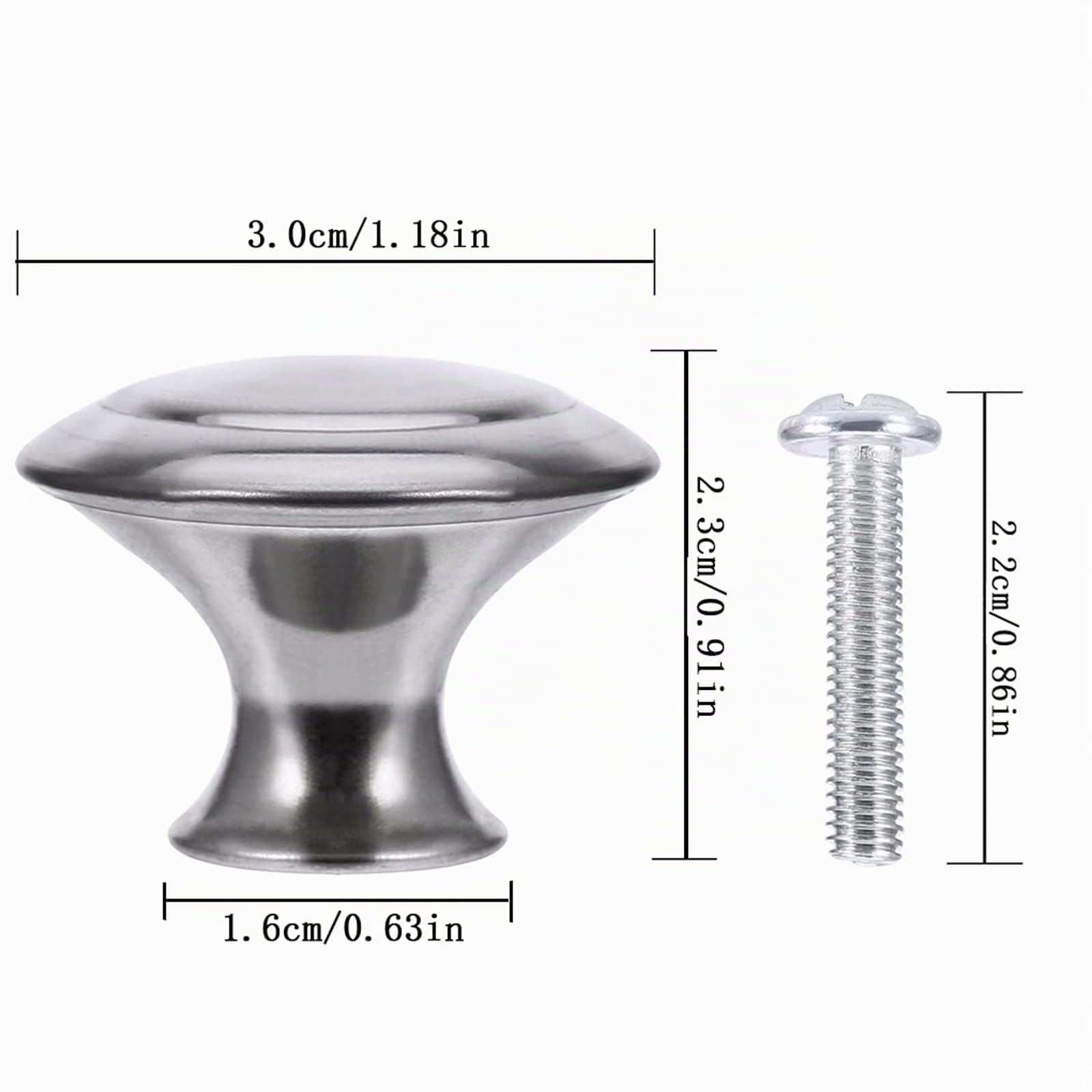 30 Pezzi 30 mm Pomelli per Mobili Alluminio Satinato Pomelli per Mobili Cucina Satinati Maniglia per Cassetti Tonda Rotondo con Viti per Armadio Da Cucina Cassetto Cassettiera Ante Mobili