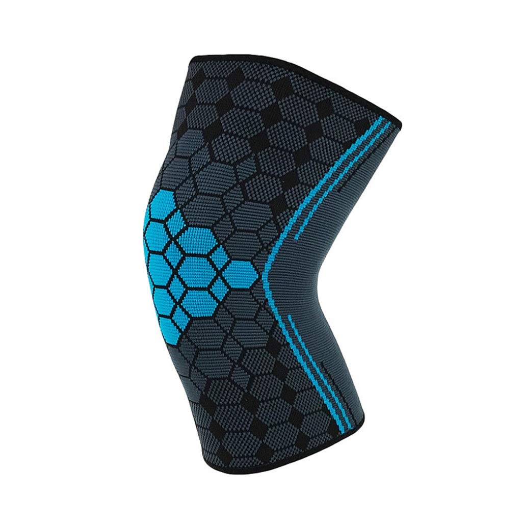 1 Pair Sport Knee Pad Nylon Elastic Basketball Volleyball Kneepad Support Football Fitness Gear Brace Training Protector(Blue,M)