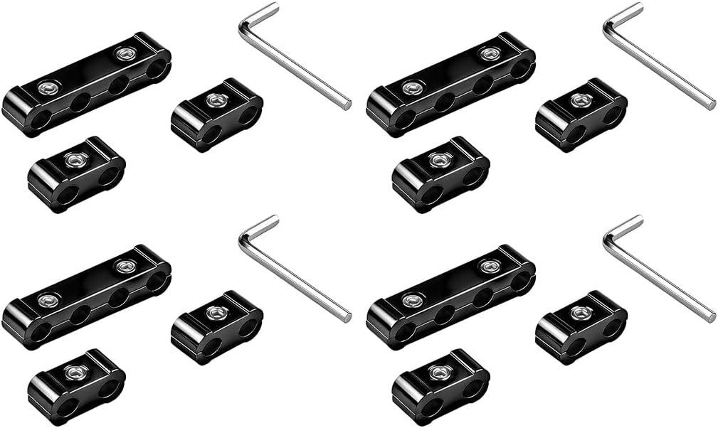 Bittwee 4PCS Car Engine Spark Plug Wire Seperator Divider Kit, Aluminum Alloy Vehicle Spark Plug Wire Organizer Clamp, Auto Engine Ignition Loom Holder Divider, Universal for Vehicles (Black)