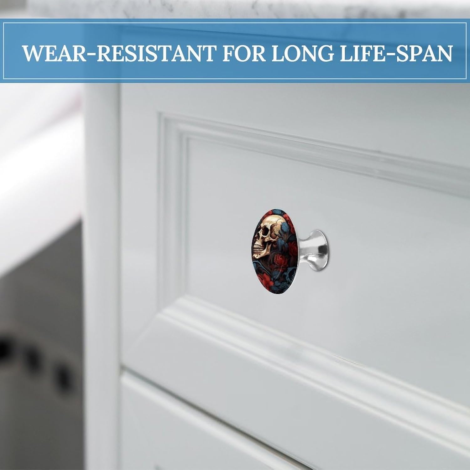 Cabinet Handles Round Drawer Pulls Skull Image Poster Dresser Knobs for Cabinets and Drawers Handle Kitchen Cabinet Pulls for Bathroom Cupboard Drawers Cabinet Pulls for Kitchen Door