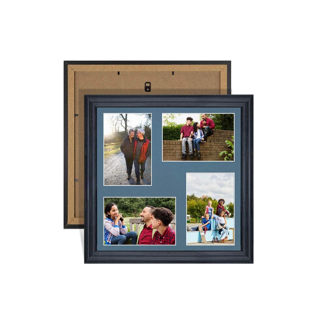 Procut Global 12X12 Black Photo Frames For Multiple Pictures with Pompadour Mount-Classic Collage Frame with 4 Apertures (4x) 6X4-Engineered Wood with Shatterproof Perspex โ image 1