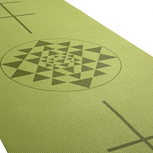 Tapete de yoga pvc ecológico, estampado Leela Yantra, com alinhamento, indicado para iniciantes, par