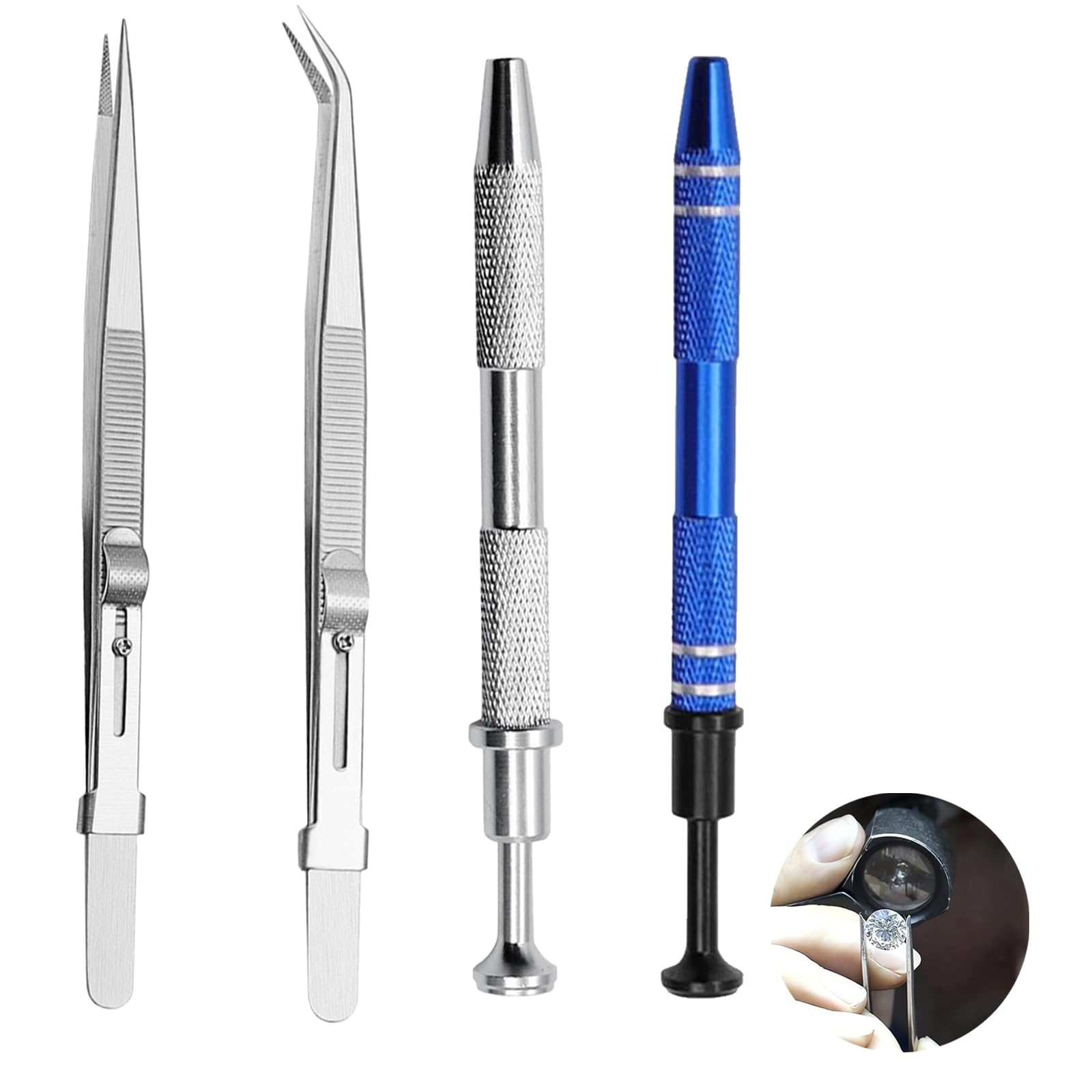 Pinzette A 4 Artigli In Acciaio Inox Per Piercing E Piccole Parti – Set Da 2, Rosa, Lunghezza 6 Cm - 2