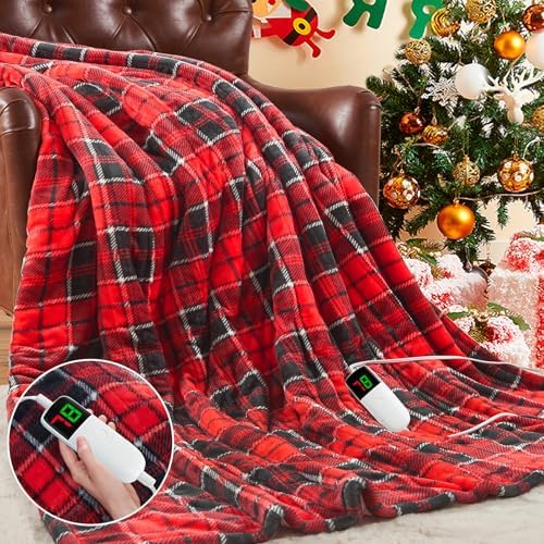 OCTROT Red Christmas Heated Blanket Electric Throw 50X60, Heating...