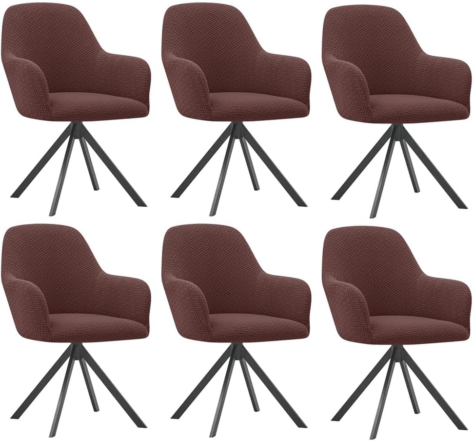 Stretch Chair Covers for Armchair Dining Chairs Office Swivel Chair Slipcovers Makeup Desk Living Room Bedroom - Easy to Clean(6PCS,Dark Brown)