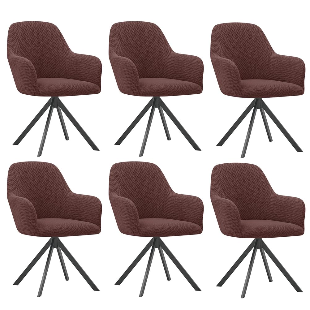 Lot de 6 housses de fauteuil extensibles durables et élégantes pour chaises de salle à manger et chaises pivotantes, pour bureau, salon, chambre à coucher et coiffeuse, marron foncé