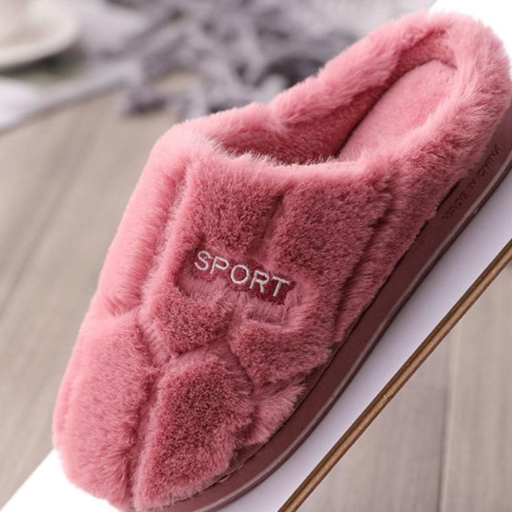Diabetic Slippers,Anti-Slip Warm Confinement Shoes, Thick Plush Shoes for Pregnant Women-Brown_42-43,Anti-Skid Rubber Sole