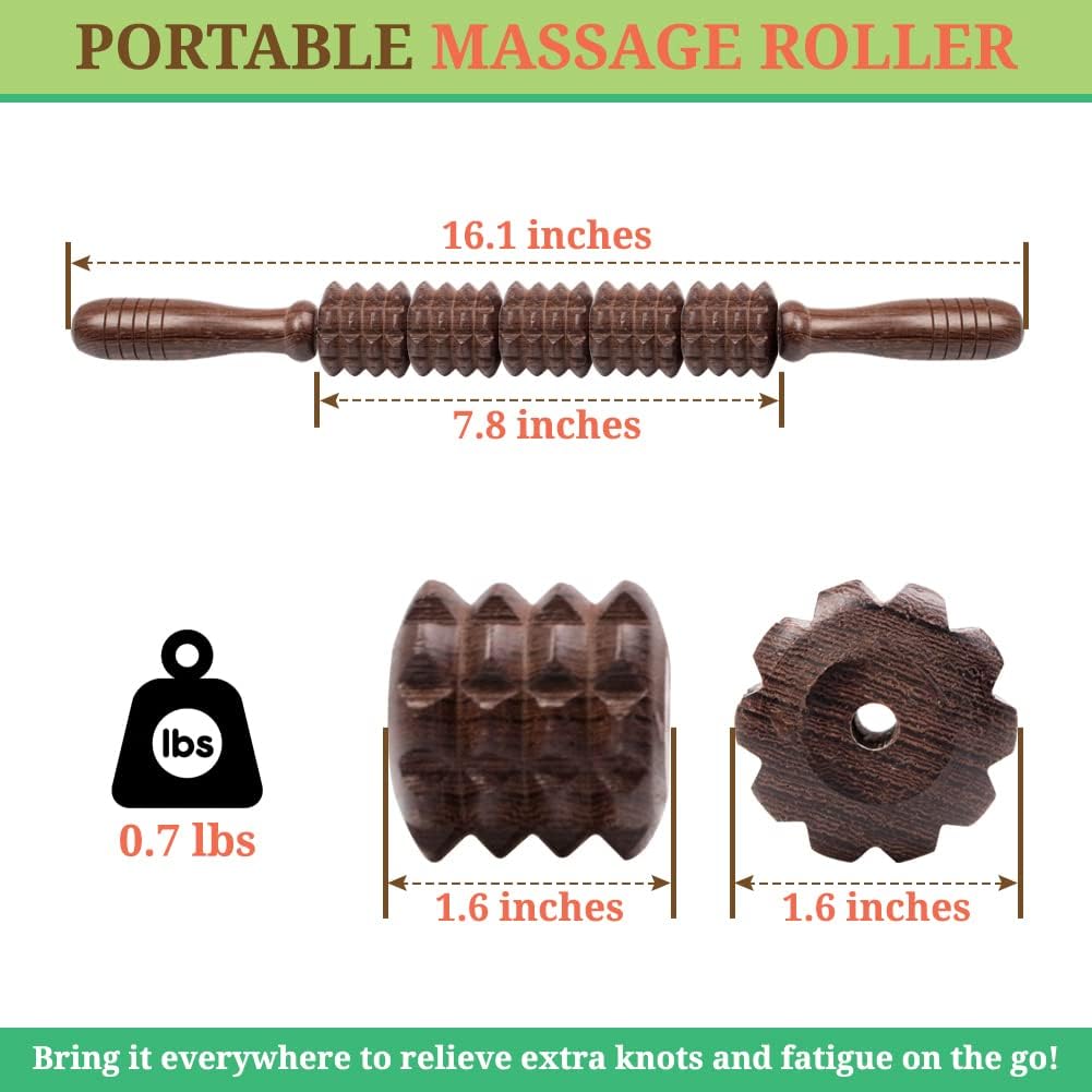 Wooden Cellulite Massager Roller, Wood Therapy Tools for Body Sculpting Handheld Stick Relax Stiff Muscle Massaging Trigger Points Release Lymphatic Muscle Deep Tissue (Model B)