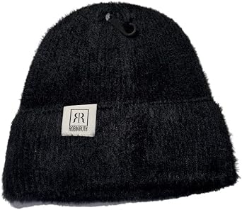 Robin Ruth Alaska Beanie Hat Quality Embroidered Patch Black Chenille