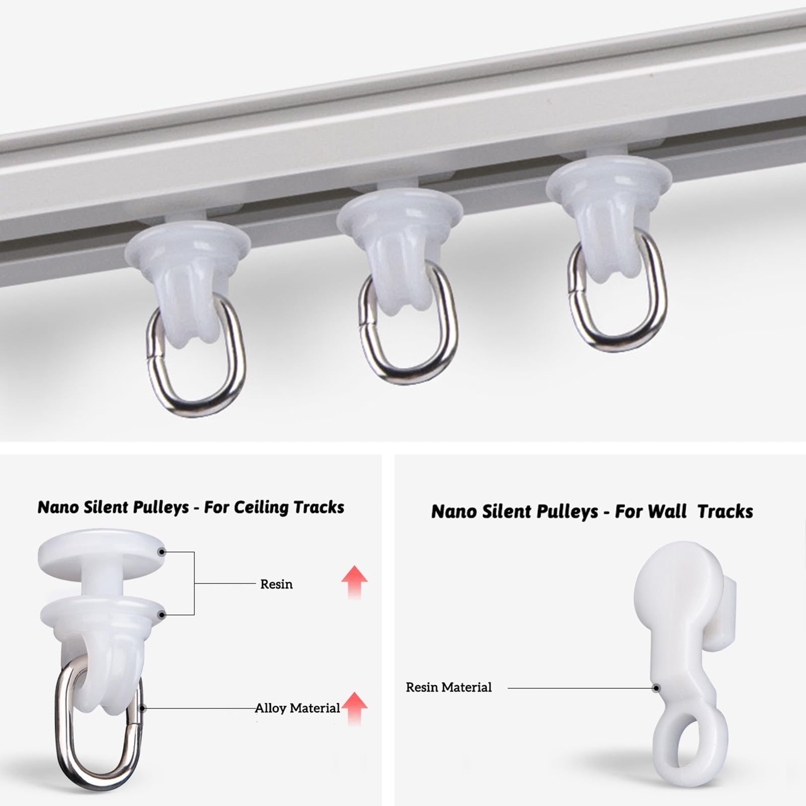 Riel autoadhesivo para montaje en pared, sin taladro, para armarios de habitaciones y puertas de baño, 250 cm (2 x 125 cm)