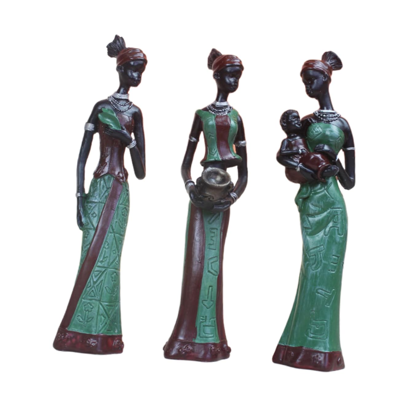 Yardenfun 3 Piezas Escultura Resina Chica Figuras Señora Alta Figuras Mujeres Africanas Figura Niña Escultura Figura Africana Chica Plástico Modelo Decorar Familiar