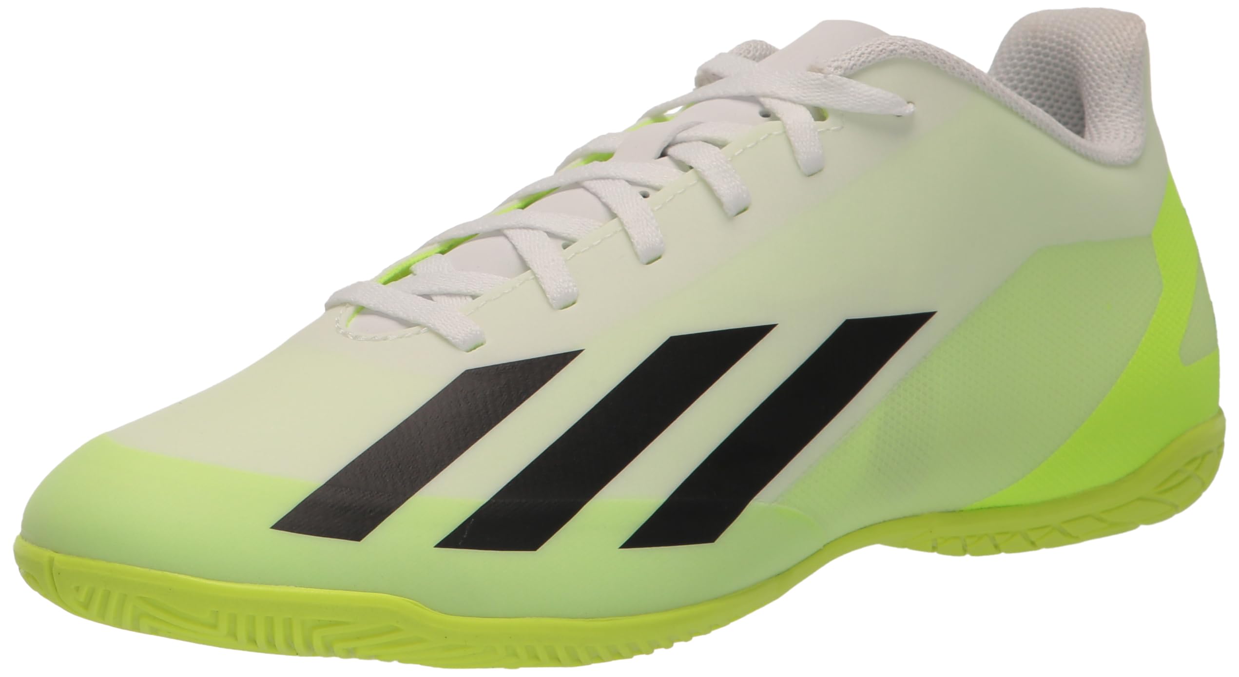 adidas Unisex X Crazyfast.4 Indoor Sneaker, White/Core Black/Lucid Lemon, 10 US Men