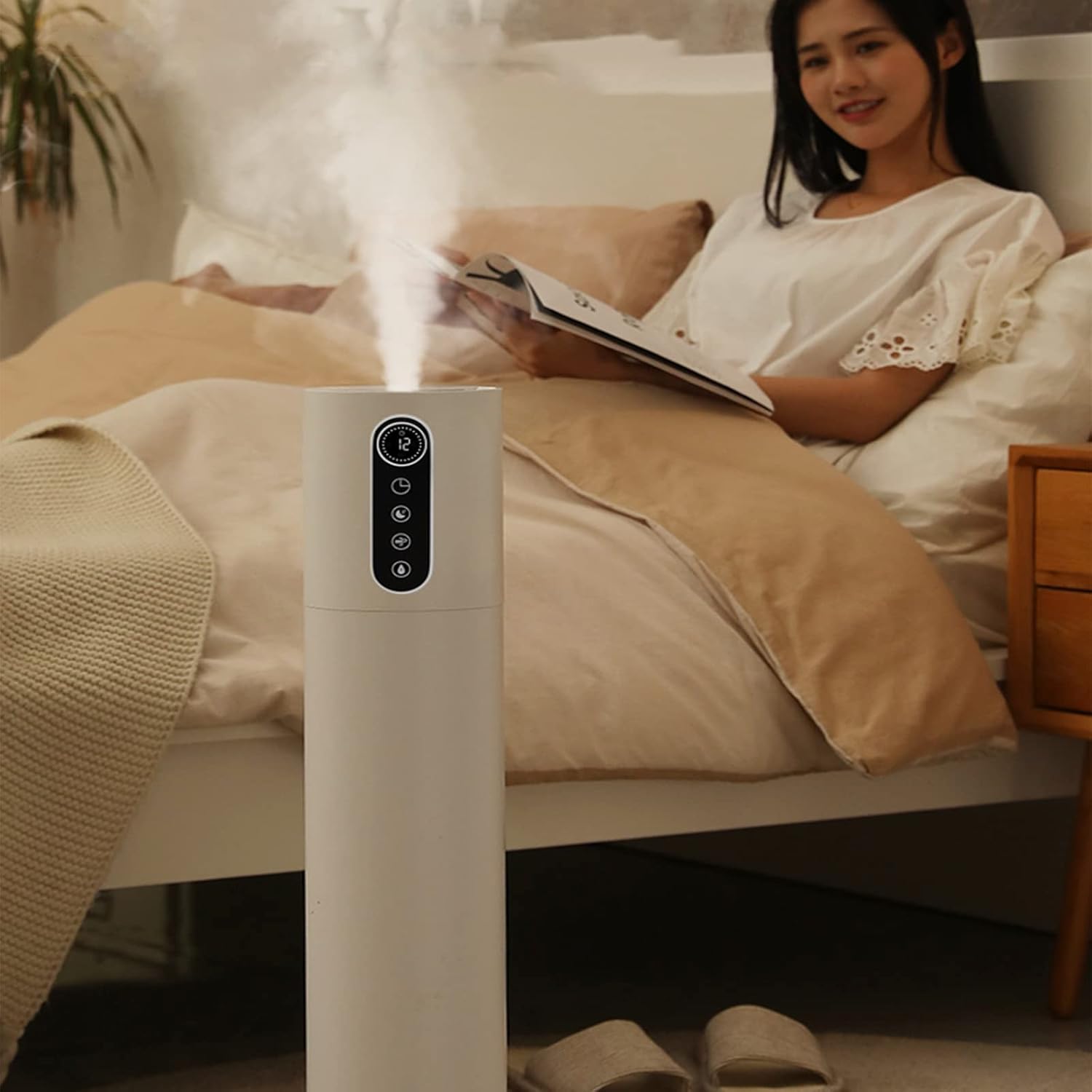 Household Humidifier Top-Fill Ultra Humidifier 6L Warm and Cool Mist for Large Room Bedroom Babies Up to 41-60 M2 Auto Shut-Off