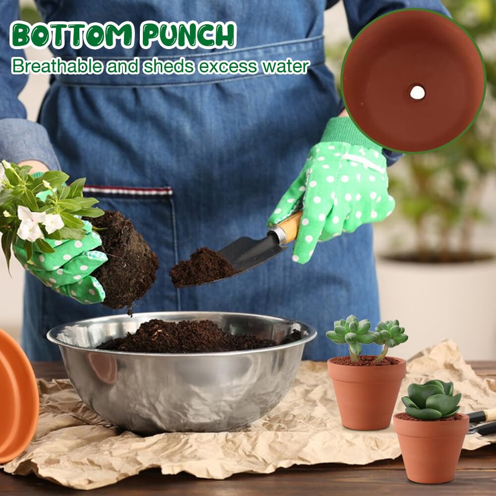 Maceta Terracota, 8 Piezas 8cm Mini Macetas, Macetas de Barro con Agujero de Drenaje, Macetas de Terracota para el Cultivo de Plantas, Decoración de Interior y al Aire Libre