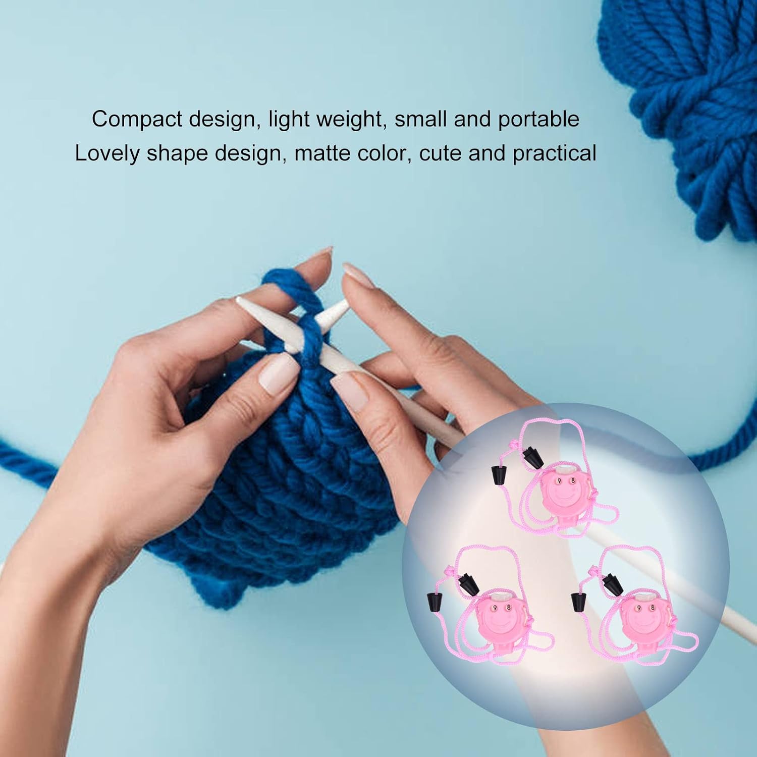 Brrnoo 3Pcs Knitting Stitch Counter, Cute Pink Crochet Row Counter with Compact Design, Plastic Light Weight for Counting Stitches and Rows Worn on Neck Pendant Improve Knitting