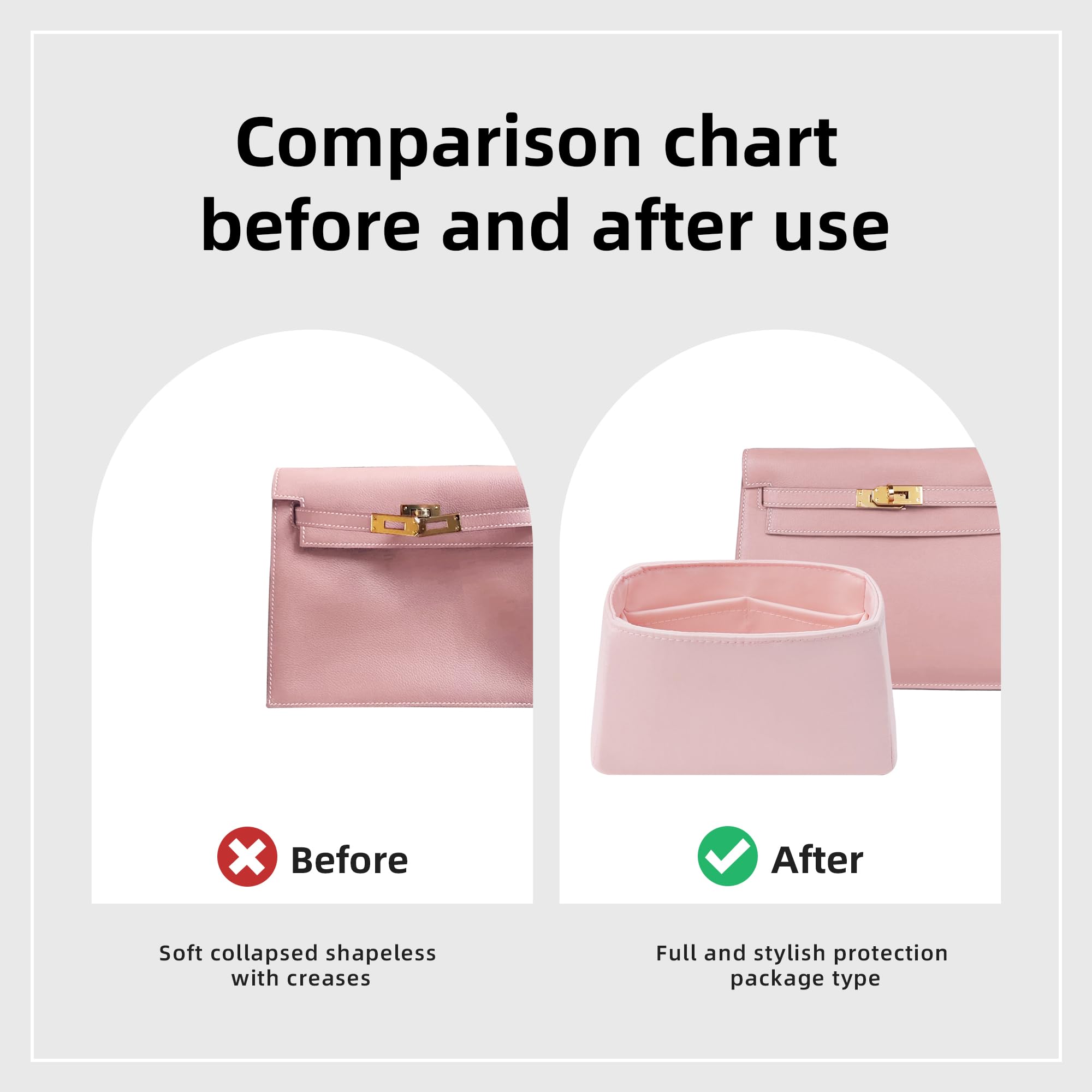 DGAZ Organizador de Bolso de Seda Premium, Inserto Ligero Compatible con Kelly Danse 22, Forro Interior Elegante que Protege y Organiza (Rosa Sakura)