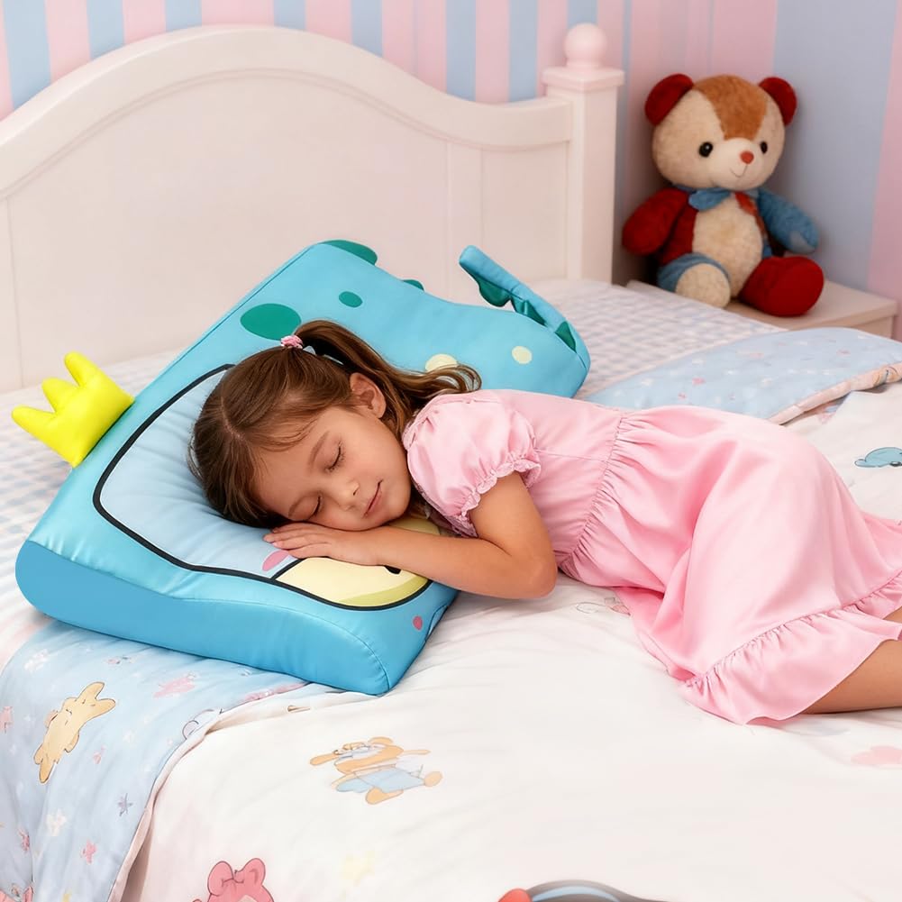 RANJIMA Schlummerkids poduszka dziecięca z pamięcią kształtu, ergonomiczna, oddychająca, hipopotam