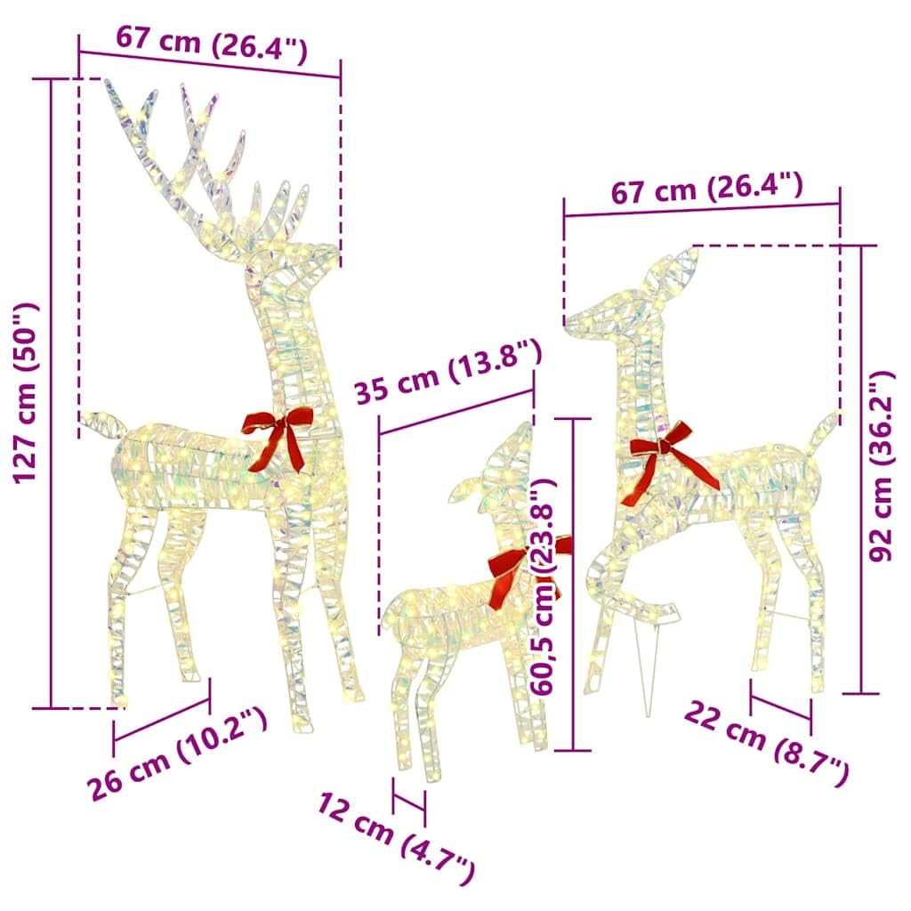 Rentierfamilie mit 300 warmweißen LEDs 3er Set 3D Figuren PET 67 x 26 x 127 cm USB Beleuchtung für Innen Deko Advent Weihnachtsstimmung