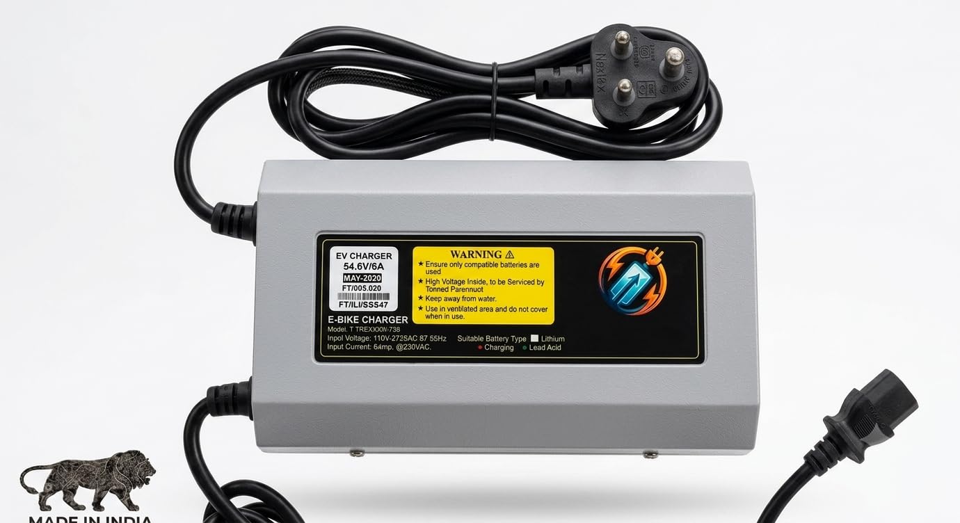 EV SCOOTY & Bike Chargers 54.6 Volt / 6 Amp Auto Battery Cut (Round PIN XLR Hero Type Connector) with Led Endication (Lithium Battery Charger) Suitable for All e-vehicless-picture-14