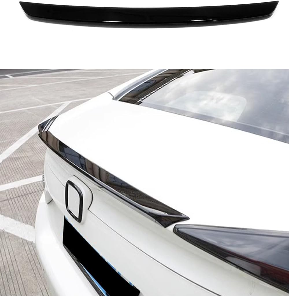 Car Accessories Fit for Honda Civic 10th Gen 2016-2021 ABS Exterior Rear Trunk Lip Wing Spoiler Cover Trim (Glossy Black) 1PC Set