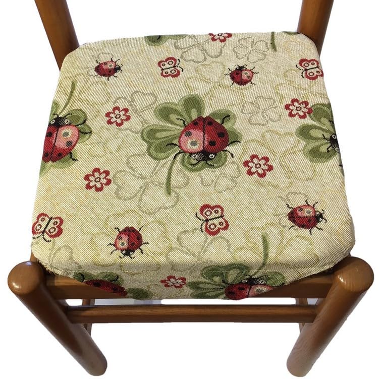 CATTANI TESSUTI Lot de 4 galettes de Chaise à Rabats, Coussins de Chaise Cuisine,Tissu Gobelin,avec Rabats, avec Fermeture éclair – 40 x 40 cm...
