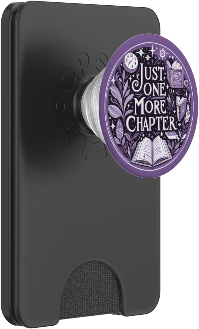 Just One More Chapter Bookish Book Reading Botanical Purple PopSockets PopWallet for MagSafe