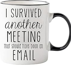 Funny Survived A Meeting Mug,I Survived Another Meeting that Should have been an Email Coffee Mug Funny Meeting Mug Unique Inspirational Souvenir Gifts for Boss Co-worker Colleague Office Mugs Gift For Her Work Cofee Mug