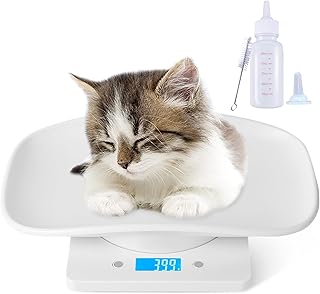 Qulable Digital Pet Scale, Small Animal Scale with Feeder, Portable Electronic LCD Weight Scale, Max 33lb/15kg, Kitchen Precision Scale, Pet Food Digital Scale for Puppy, Kitten, Rabbit, Hamster