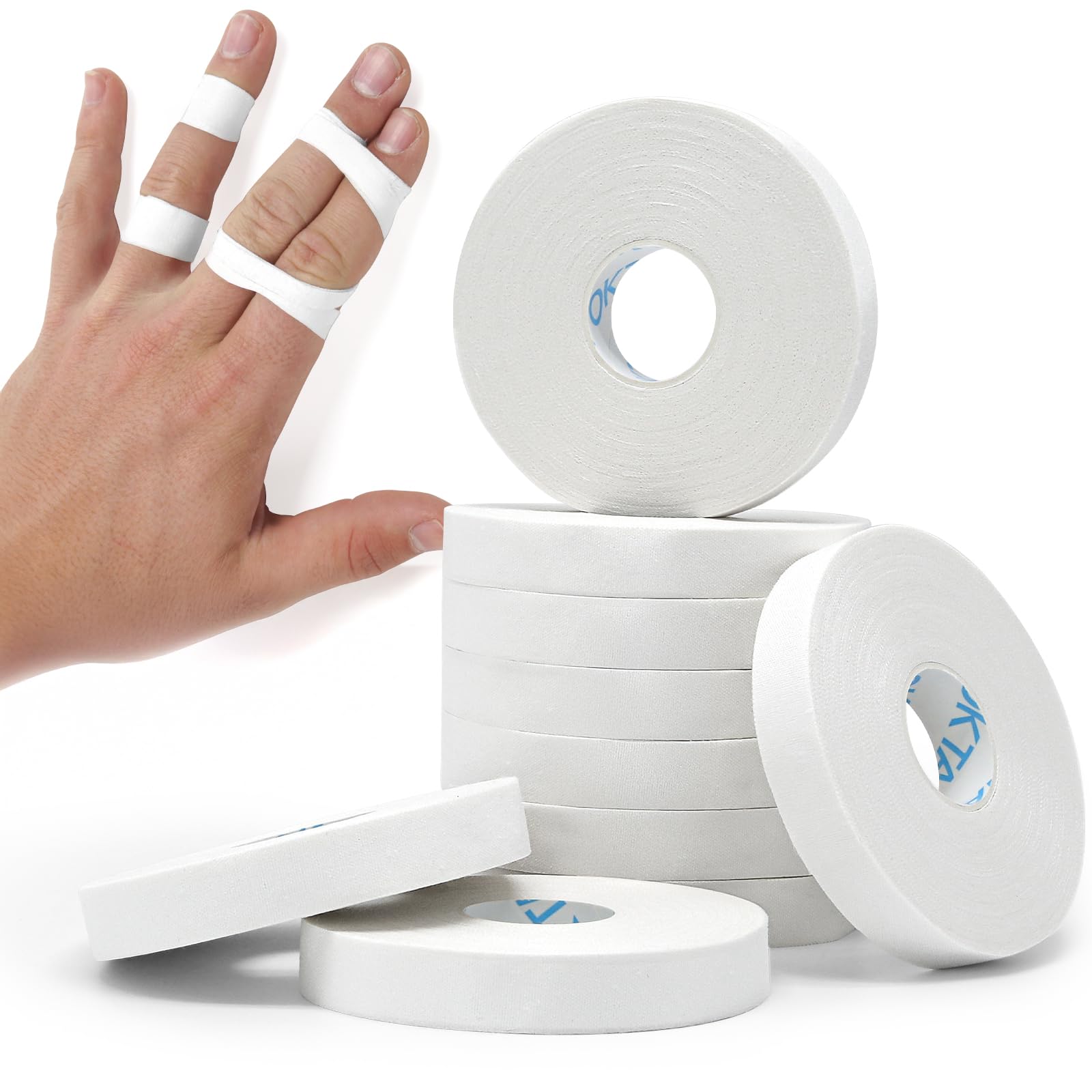 OK TAPE Athletic Finger Tape 10Rolls 450FT Finge Wrap Tape Extra Strong Adhesive Finger Support and Protect Tape