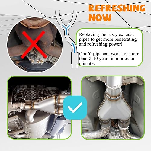 Miniatura 10 de Tubo Y de escape inoxidable de 3 a 3 pulgadas, ID 3 pulgadas, adaptador de escape simple a doble, ancho total de 9 pulgadas de ancho y 13 pulgadas