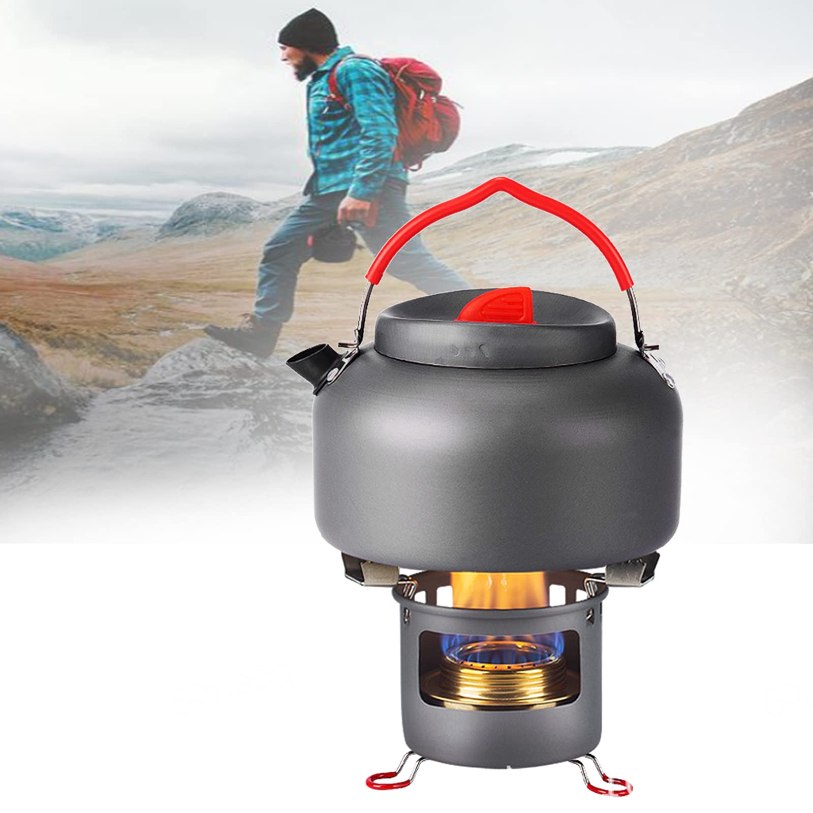 Spirituskocher Für Innenräume,Mit 1,4-Liter-Wasserkocher,tragbare spirituskocher fiir innenraume,Geeignet Für Indoor Und Camping,Spirituskocher Innenräume