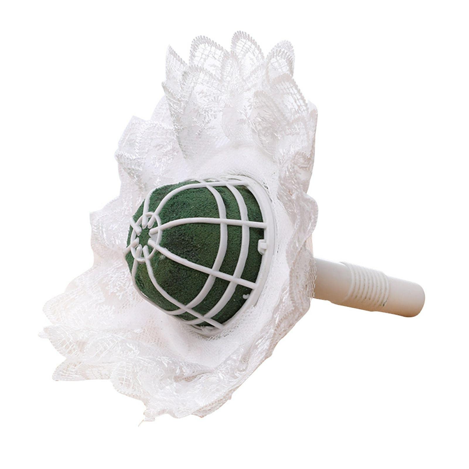 Bridal Flower Bouquet Holder, Foam Wedding Bouquet Holder with Lace Trim, Fresh Artificial Flower Holder Flowers Mud Decoration for Wedding Engagement Gardening Supplies(White)-image-45