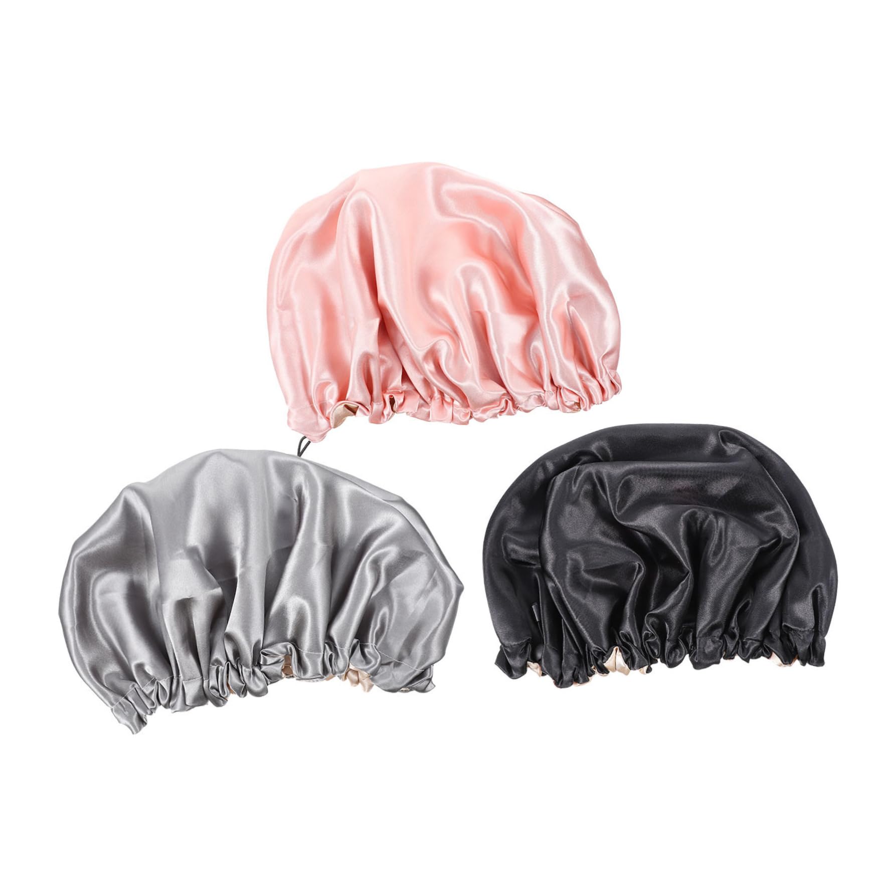 FOYTOKI Professional Hair Loss Cap 3pcs Solid Shower Cap Sleep Hat for Women Men Bathing Chemotherapy Soft Satin