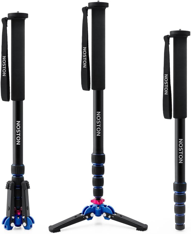 noston Professional 65-inch Camera Aluminium Monopod with Folding Three Feet Support Stand Tripod Balance Stand Base - Shoulder/Carrying Bag Included