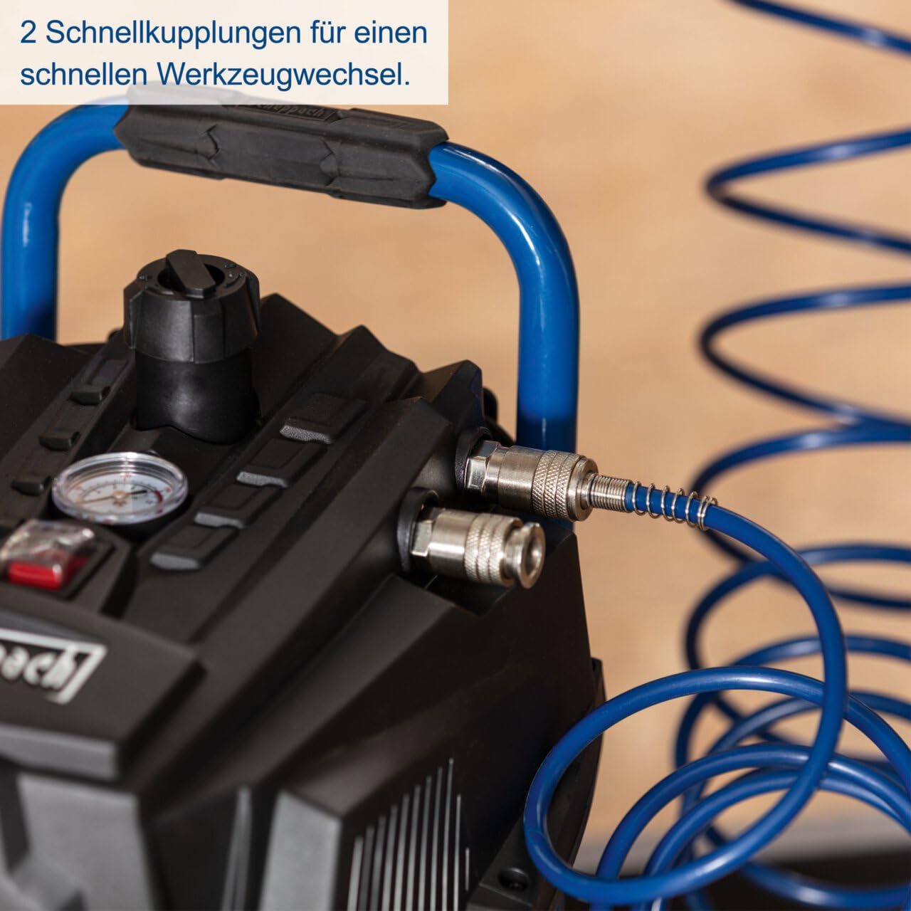 Scheppach Druckluft Kompressor stehend HC35V | 10bar Druck | 30L Kessel | 230V 1500W | Ansaugleistung 180 l/min | ölfrei & wartungsarm | Druckminderer, Fahrvorrichtung & 2 Schnellanschlusskupplungen