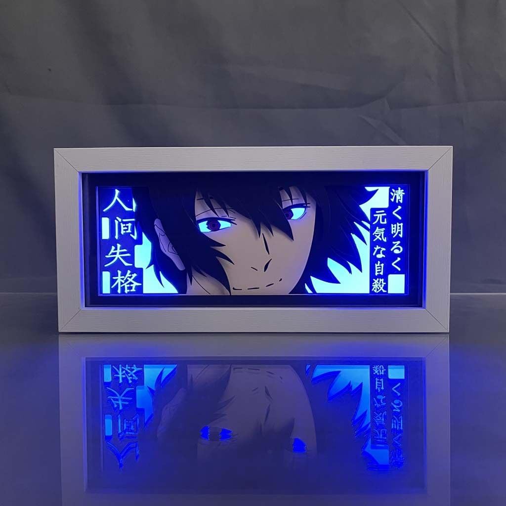 Zhongkaihua Bungo Stray Dogs 3D Paper Carving Table Lamp, Dazai Osamu Anime Character Paper Sculpture LED Light Box RGB Multi-Colour Remote Switch,Creative Bedroom Ambient Night Light