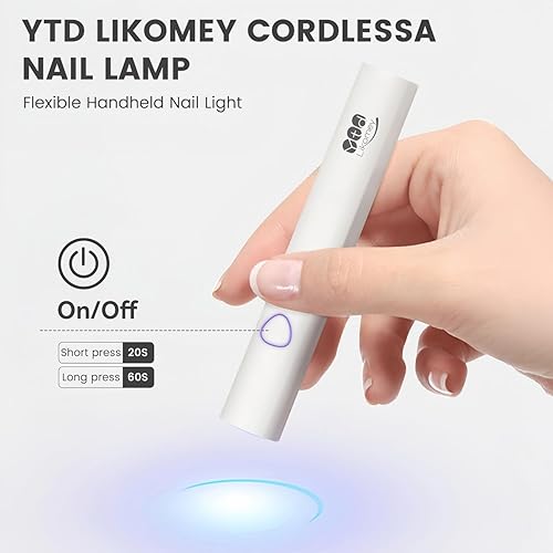 Miniatura 4 de YTD Likomey Lámpara LED UV de mano para esmalte de gel, mini luz blanca de secado rápido con soporte plegable, recargable inalámbrica portátil para