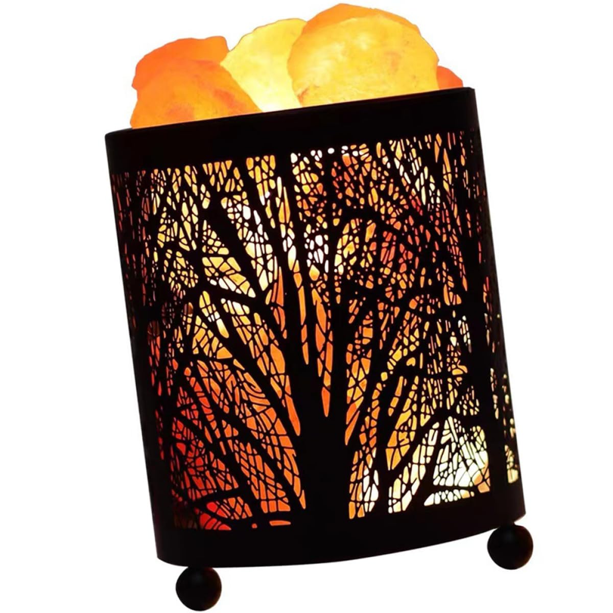 Lampe de Sel D’ambiance Cylindrique Noire en Fer, 1 Kit avec Ampoules