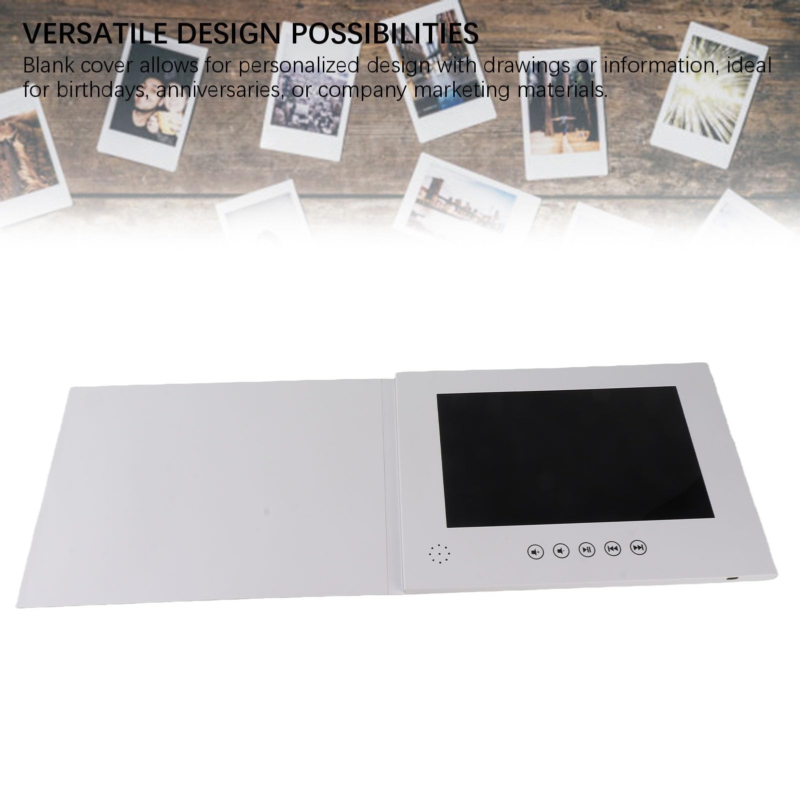 Video-Grußkarte mit 720P HD-LCD-Bildschirm, elektronische Videobroschüre, 128 MB eingebauter Speicher, tragbares Videobuch für Jahrestag, Geburtstag, Hochzeit, Marketing (5 Zoll)