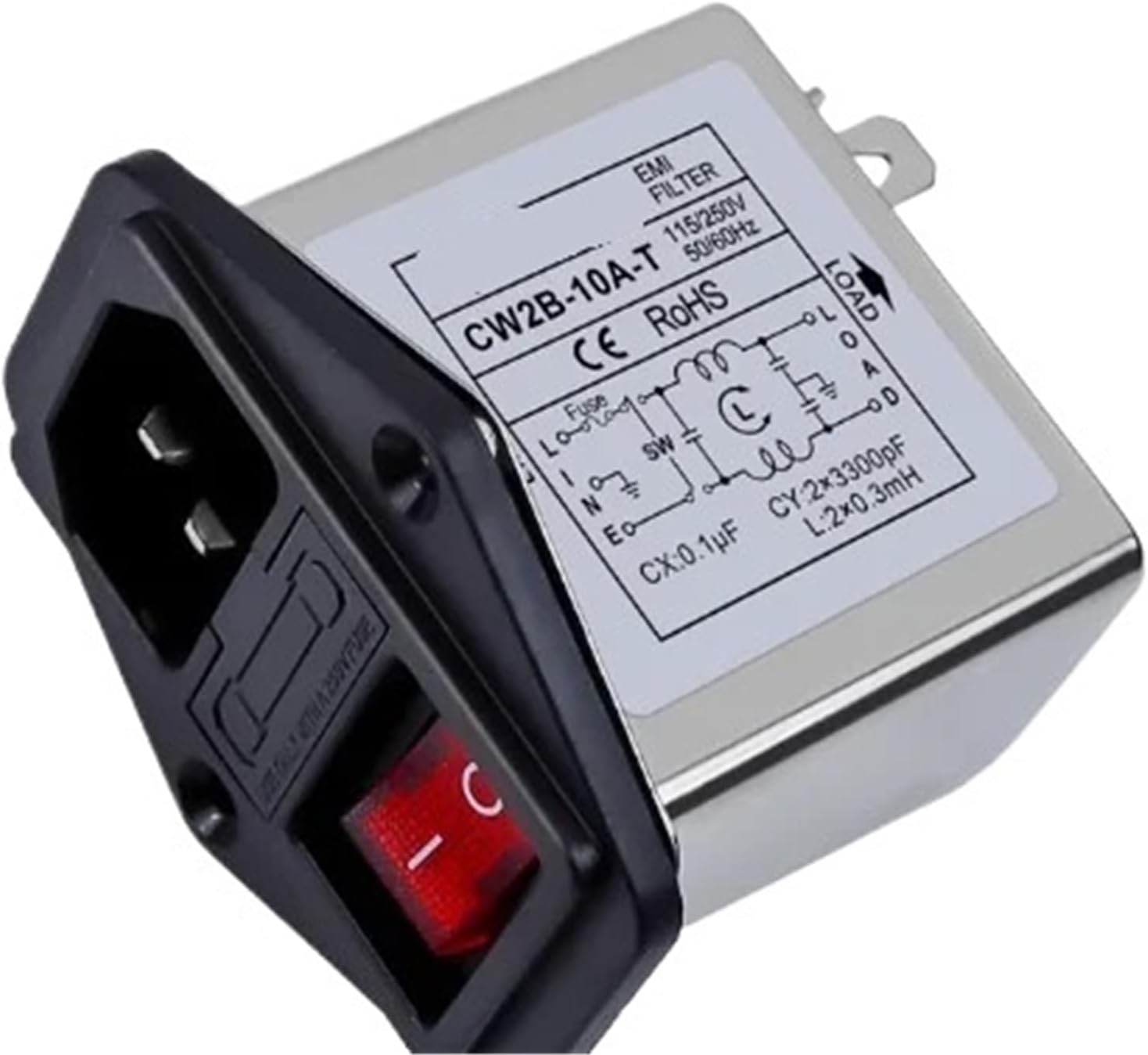 CW2B-10A-T Anti-Interference AC 220V Power Filter EMI Circuit Audio Purifier 6A10A
