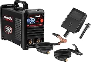 CEVIK PRO CE-TECHNO200LCD - Soldador Inverter MMA con Máscara de Soldadura y Portaelectrodo - 200A 50% 230V-Electrodos hasta 5mm - Pantalla LCD - Conectable a Generador - Máquina de Soldar