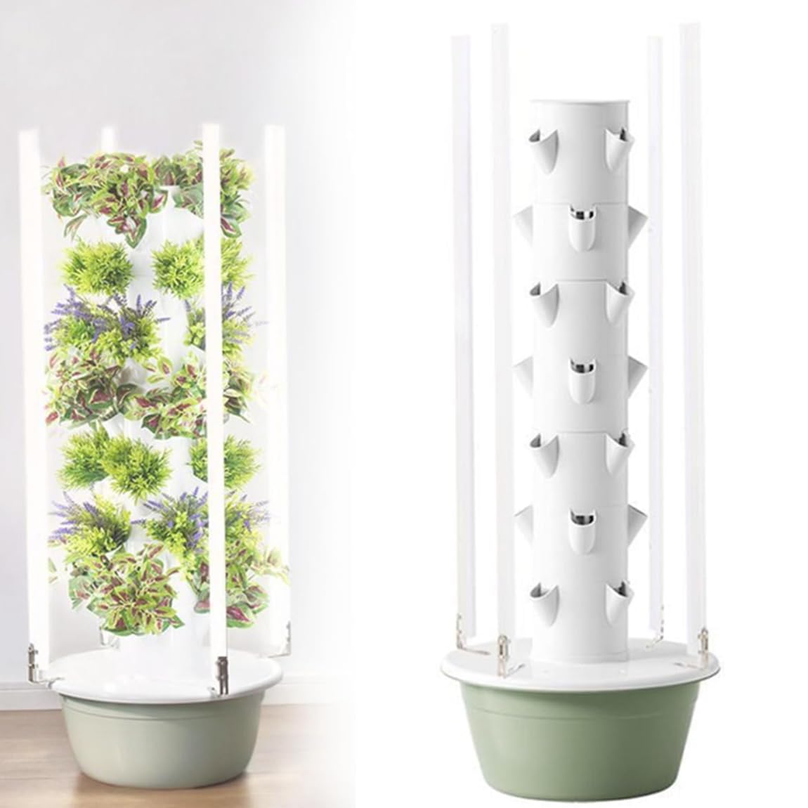 Huerto Inteligente hidropónico para Interiores y Exteriores con Torre para Hierbas, Frutas y Verduras, 5/7/9 Capas, Kit de Cultivo aeropónico Vertical con Temporizador Inteligente,20holes