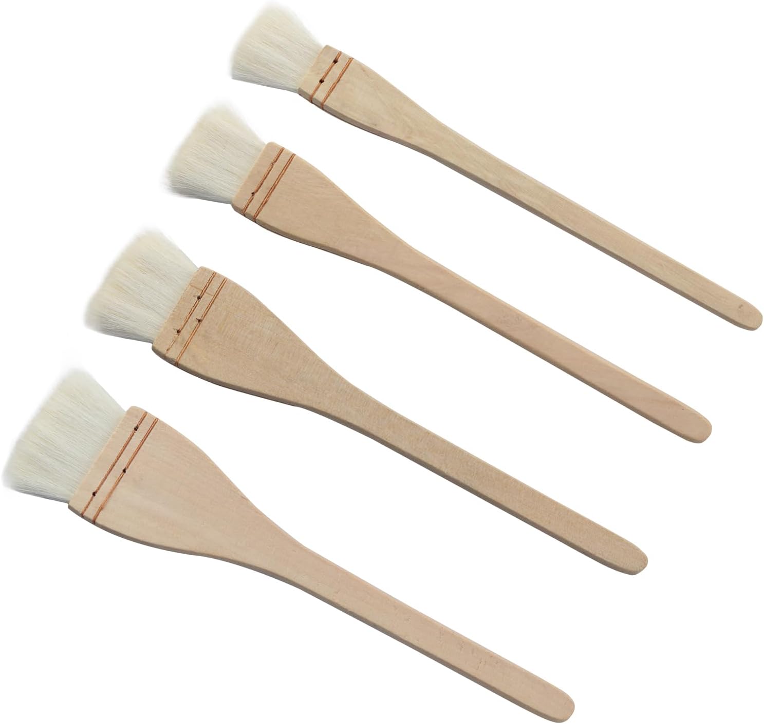 Creative Mark Hake Paintbrush Set 4PCS Professional Soft White Goat Hair Stitch-Tied Brushes for Wash, Background Work,Watercolor and Ceramic Pottery