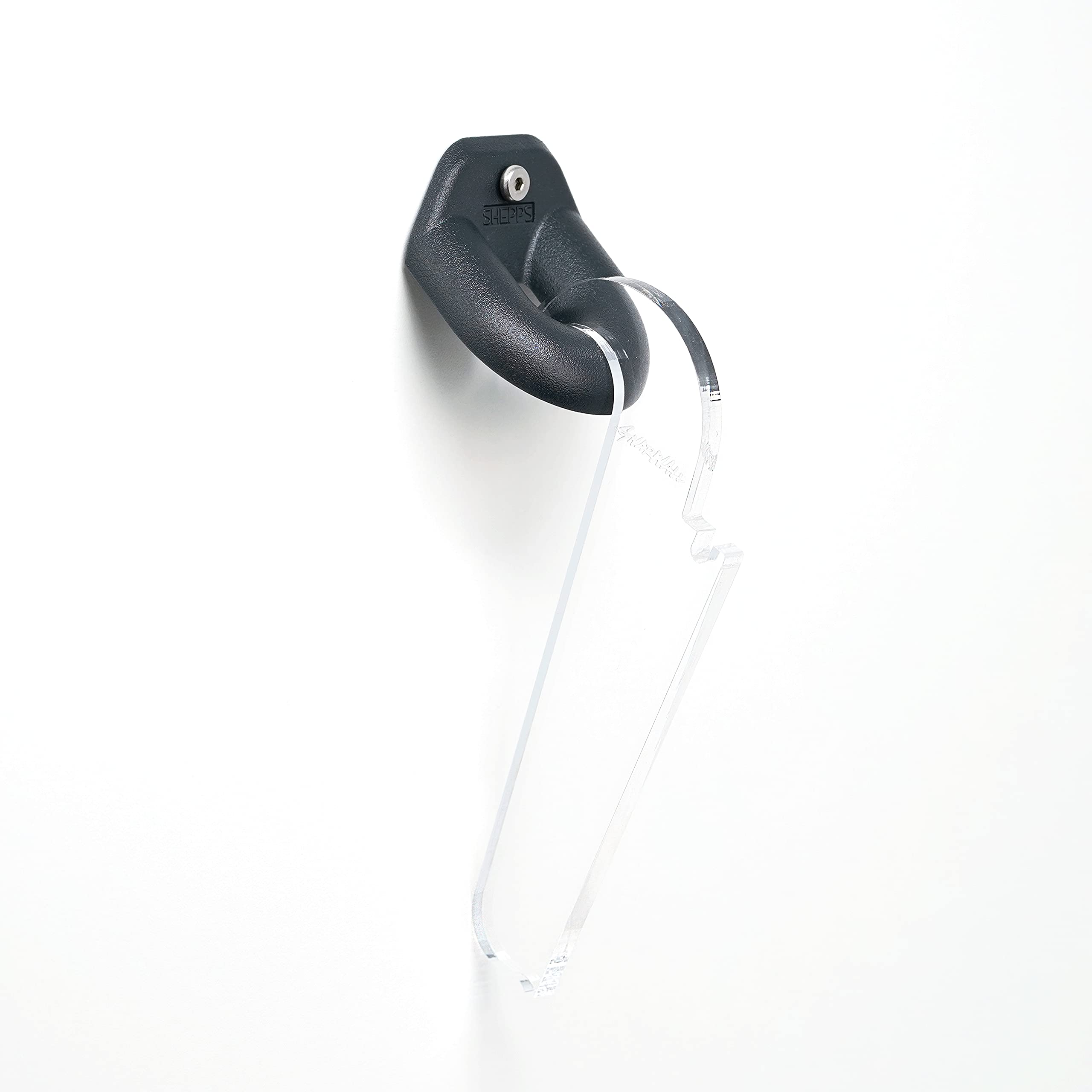 Shepps GNARWALL Soporte de pared oculto para tablas de surf de acrílico, para tablas cortas, longboards y jinetes de olas con FCS/Future/US-Box Plug - Estante de pared para tablas de surf ocultas