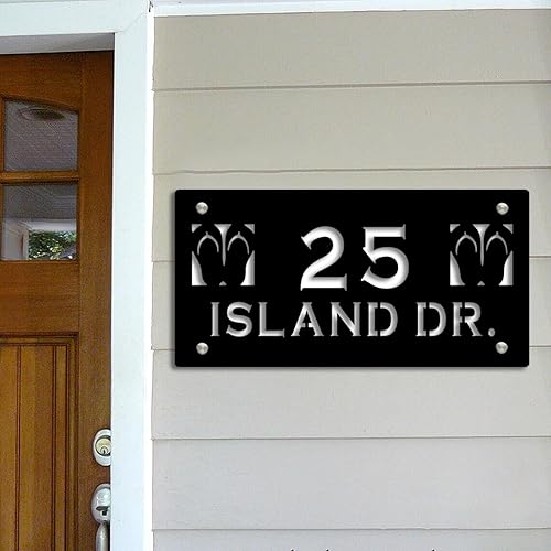 Miniatura 4 de Letrero de dirección horizontal para casa, sandalias de playa, número de puerta, decoración del hogar, decoración exterior costera, acrílico al aire