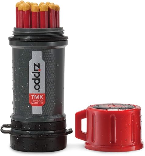 Zippo Typhoon Match Kit | Windproof Emergency Fire Starter, Stormproof Lighter, Waterproof Case, Strike Anywhere, Weather Proof, Outdoor