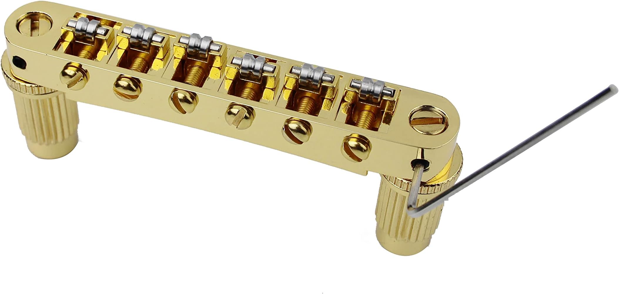Guitar Tune-O-Matic Roller Saddle Bridge Replacement Part Compatible with Gibson Les Paul LP SG Style 6 String Electric Guitar - GM005, Golden