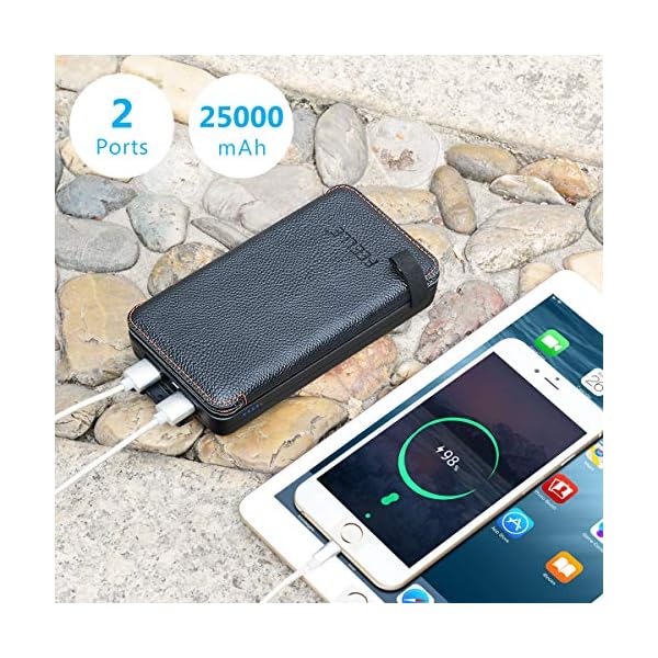 Solar-Charger-25000mAh-FEELLE-Solar-Power-Bank-with-Dual-21A-USB-Output-Portable-External-Battery-Charger-for-Smart-Phone-Tablet-and-More FEELLE Solar Charger Power Bank - 25000mAh Portable Phone Charger 3A Fast Charging External Battery Pack with 4 Solar Panels for Phone Outdoor Camping Orange